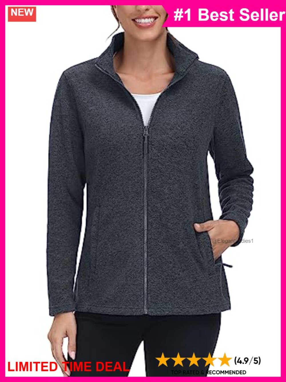 Polyester Fleece Zip Up Jacket Light Warm Sweater with Pockets